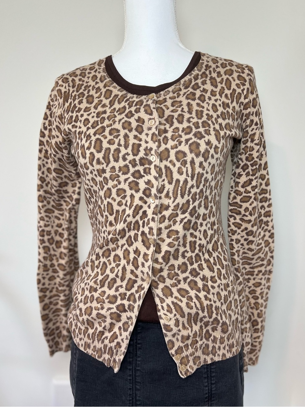 2007 GAP Leopard Cardigan Y2K Animal Print Button-Up Twee Punk 🐆🖤